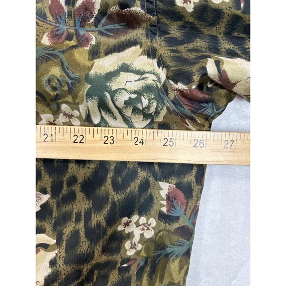 EVR Silk‎ Bomber Jacket Pant Set Womens XL Green Leopard Floral Vintage - Picture 16 of 16